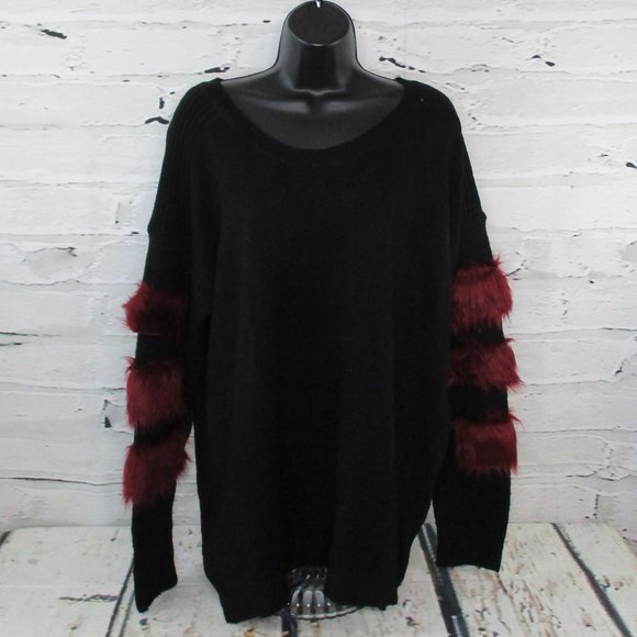 Say What? Sweaters - Say What? Plus Faux Fur Trimmed Sweater